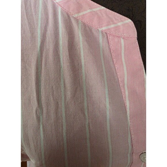Talbots Womens Pink & White Striped Button-Up Blouse With Tie Waist Size M - Picture 2 of 6